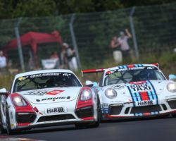 VLN 4. Lauf 2018, Nürburgring-Nordschleife - Foto: Gruppe C Photography; #459 Porsche Cayman, GIGASPEED Team GetSpeed Performance: Carrie Schreiner, Marvin Dienst